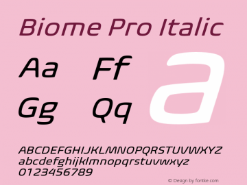 BiomePro-Italic Version 1.000图片样张