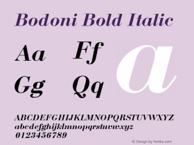 Bodoni Bold Italic Version 1.000;PS 001.001;hotconv 1.0.38图片样张