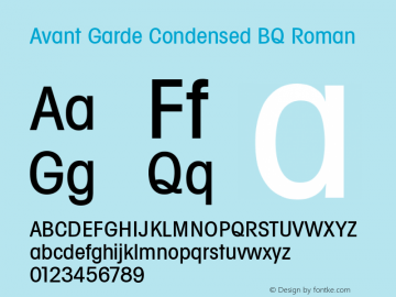 Avant Garde Condensed BQ Roman 001.000 Font Sample