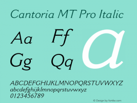 CantoriaMTPro-Italic Version 1.000 Build 1000图片样张