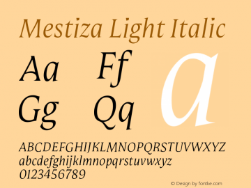 Mestiza Light Italic Version 1.002图片样张