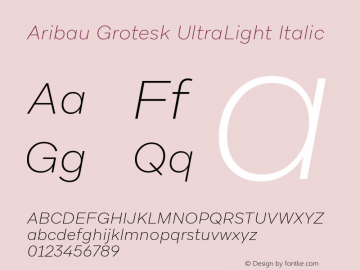 Aribau Grotesk UltraLight Italic Version 1.100图片样张