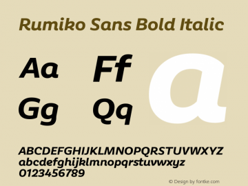 Rumiko Sans Bold Italic Version 2.000图片样张