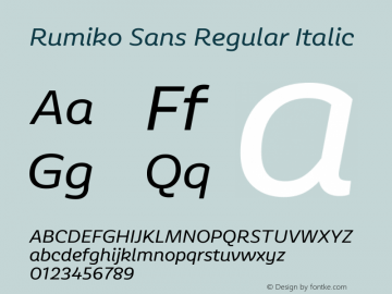 Rumiko Sans Regular Italic Version 2.000图片样张