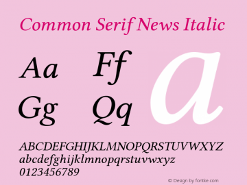 Common Serif News Italic Version 1.026图片样张