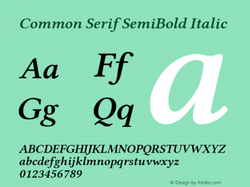 Common Serif SemiBold Italic Version 1.026图片样张