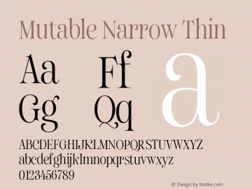Mutable Narrow Thin Version 1.000;Glyphs 3.2 (3187)图片样张
