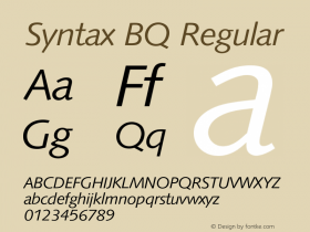 Syntax BQ Regular 001.000 Font Sample