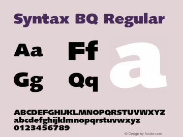 Syntax BQ Regular 001.000 Font Sample