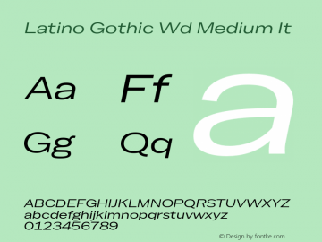 Latino Gothic Wd Medium It Version 1.000;FEAKit 1.0图片样张