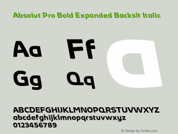 Absolut Pro Bold Expanded Backslanted Italic Version 8.000图片样张