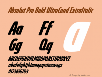 Absolut Pro Bold UltraCondensed ExtraItalic Version 8.000图片样张