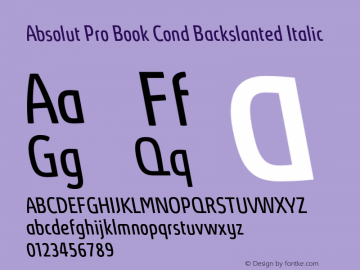 Absolut Pro Book Condensed Backslanted Italic Version 8.000图片样张