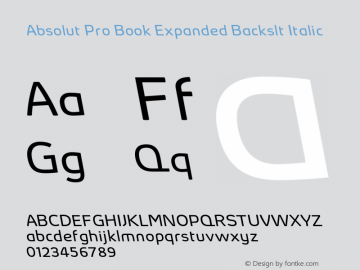 Absolut Pro Book Expanded Backslanted Italic Version 8.000图片样张