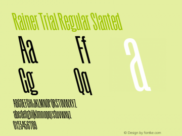 Rainer Trial Regular Slanted Version 1.011;FEAKit 1.0图片样张