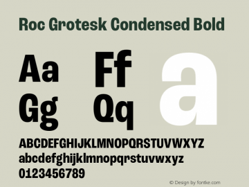 Roc Grotesk Condensed Bold Version 1.000;PS 001.000;hotconv 1.0.88;makeotf.lib2.5.64775图片样张