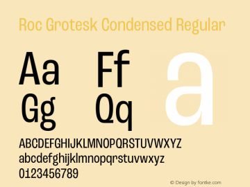 Roc Grotesk Condensed Regular Version 1.000;PS 001.000;hotconv 1.0.88;makeotf.lib2.5.64775图片样张