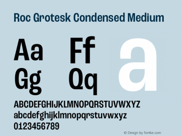 Roc Grotesk Condensed Medium Version 1.000;PS 001.000;hotconv 1.0.88;makeotf.lib2.5.64775图片样张