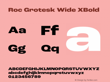 Roc Grotesk Wide XBold Version 1.000;PS 001.000;hotconv 1.0.88;makeotf.lib2.5.64775图片样张