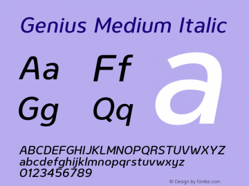 Genius-MediumItalic Version 1.003图片样张