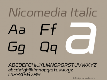 Nicomedia-RegularItalic Version 1.001图片样张