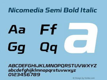 Nicomedia-SemiBoldItalic Version 1.001图片样张