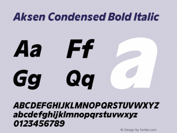 Aksen Condensed Bold Italic Version 3.003图片样张