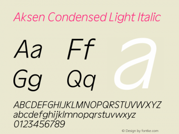 Aksen Condensed Light Italic Version 3.003图片样张