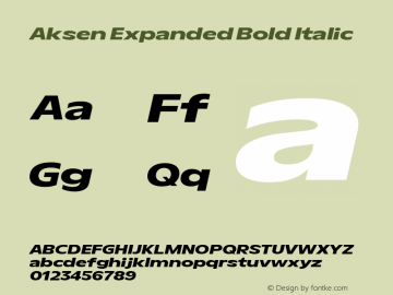 Aksen Expanded Bold Italic Version 3.003图片样张