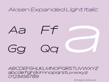 Aksen Expanded Light Italic Version 3.003图片样张