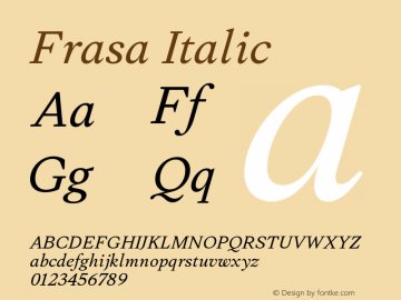 Frasa Italic Version 3.000;hotconv 1.0.109;makeotfexe 2.5.65596图片样张