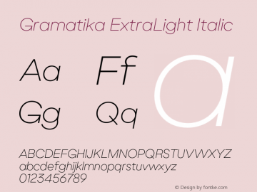 Gramatika ExtraLight Italic 2.001图片样张
