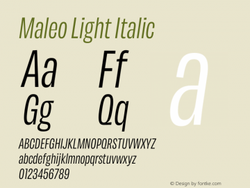 Maleo Light Italic Version 1.007图片样张