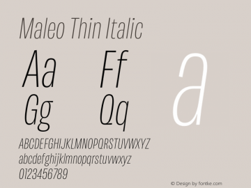 Maleo Thin Italic Version 1.007图片样张