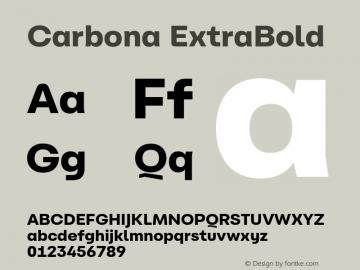 Carbona ExtraBold Version 1.001;hotconv 1.0.109;makeotfexe 2.5.65596图片样张