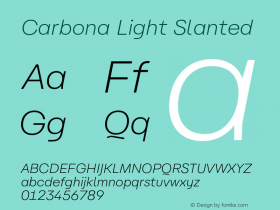 Carbona Light Slanted Version 1.001;hotconv 1.0.109;makeotfexe 2.5.65596图片样张