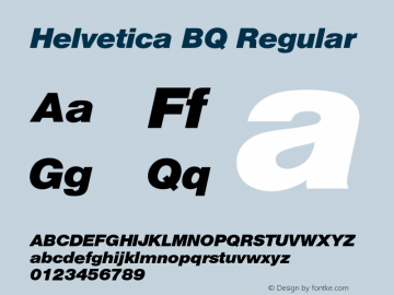 Helvetica BQ Regular 001.000 Font Sample