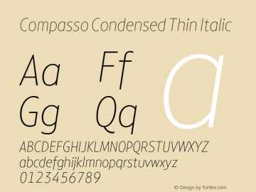 Compasso Condensed Thin Italic Version 1.000图片样张