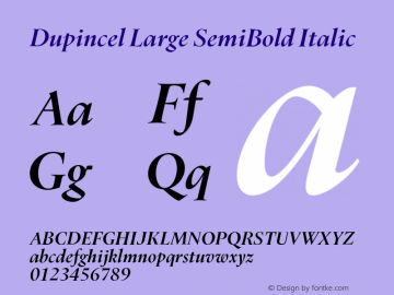 Dupincel Large SemiBold Italic Version 1.000图片样张