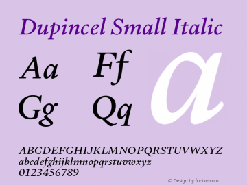 Dupincel Small Italic Version 1.000图片样张