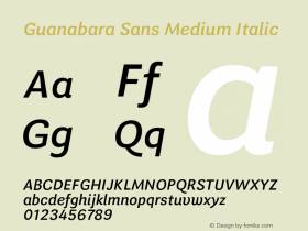 Guanabara Sans Medium Italic Version 2.001;PS 002.001;hotconv 1.0.70;makeotf.lib2.5.58329图片样张
