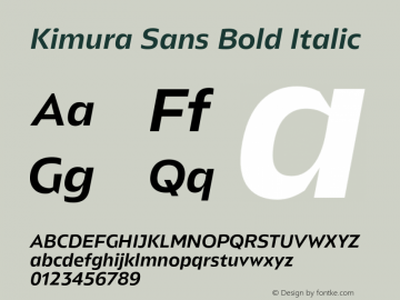 Kimura Sans Bold Italic Version 1.006图片样张