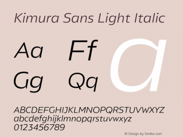 Kimura Sans Light Italic Version 1.006图片样张