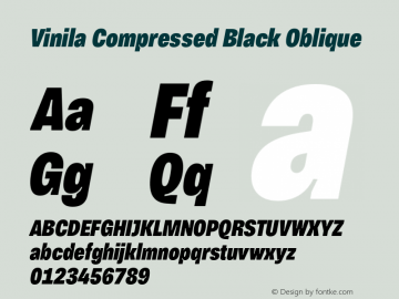 Vinila Compressed Black Oblique Version 1.000;hotconv 1.0.109;makeotfexe 2.5.65596图片样张