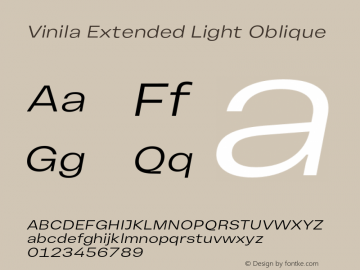 Vinila Extended Light Oblique Version 1.000;hotconv 1.0.109;makeotfexe 2.5.65596图片样张
