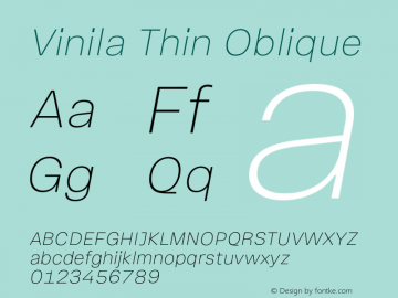 Vinila Thin Oblique Version 1.000;hotconv 1.0.109;makeotfexe 2.5.65596图片样张