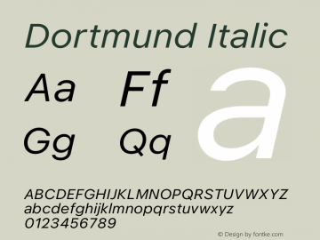Dortmund Italic Version 1.020;Glyphs 3.1.1 (3134)图片样张