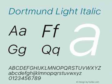 Dortmund Light Italic Version 1.020;Glyphs 3.1.1 (3134)图片样张