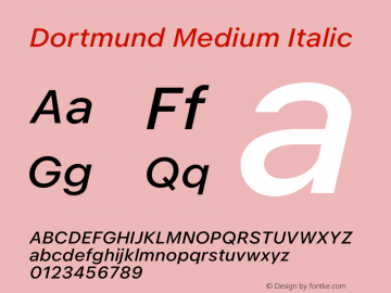 Dortmund Medium Italic Version 1.020;Glyphs 3.1.1 (3134)图片样张