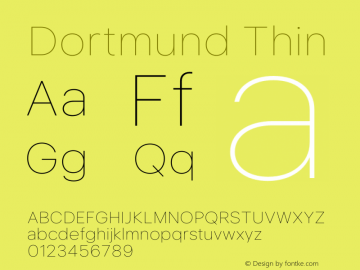 Dortmund Thin Version 1.020;Glyphs 3.1.1 (3134)图片样张